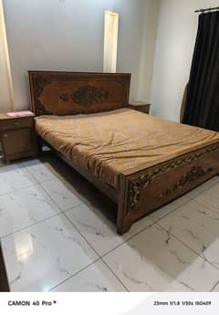 Double bed with Mattress solid wood ( Urgent sale )