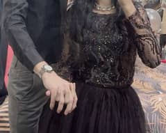 Net lehanga and shirt /shirt handwork colour black silver