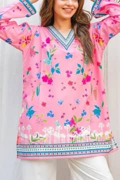 stitched 2 pcs women printed shirt with printed trouser