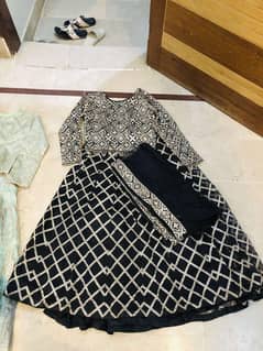 Organza Lehenga  Black (M) Green (L)