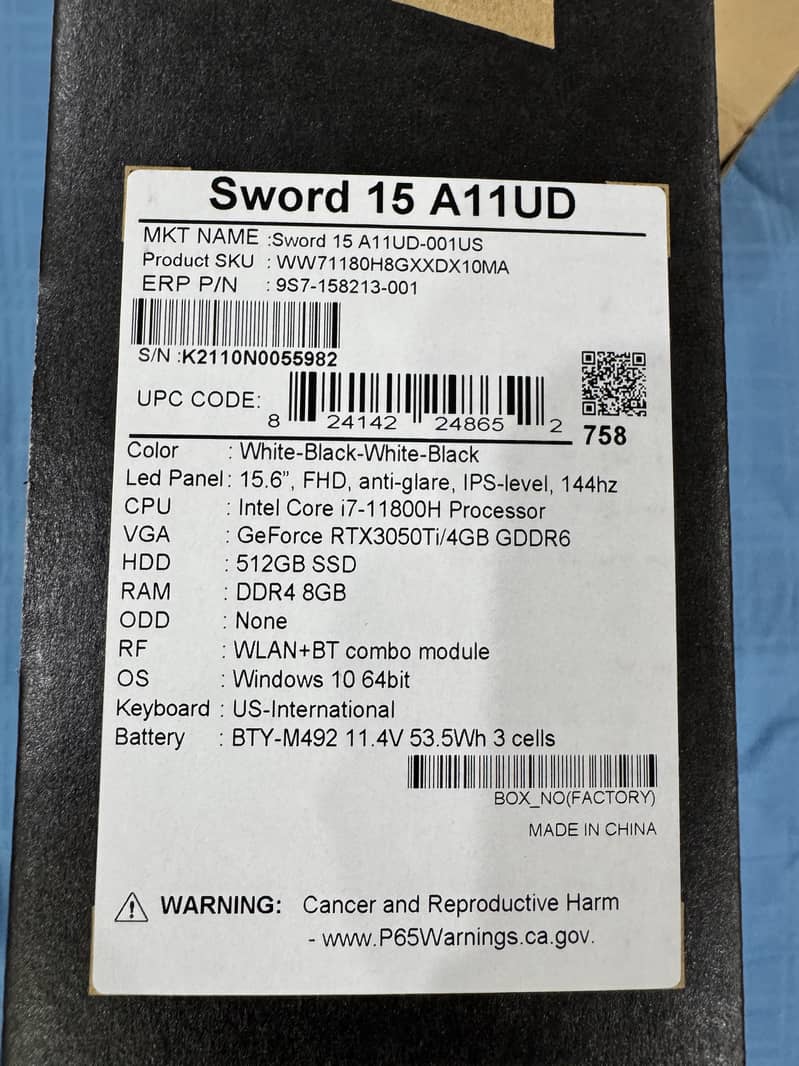 MSI Sword 15 A11UD 10/10 condition 4