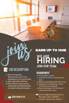 Hiring Truck Dispatcher & Sales Staff - USA Market | Night Shift