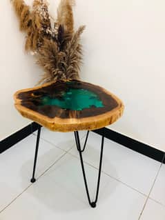 Ocean-Inspired Live-Edge Resin Side Table