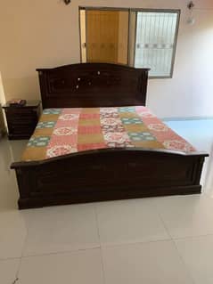 Bed with 2 side Tables ( Heavy wood)