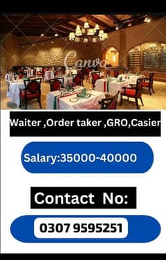 restaurant job male female job 35000 job 40000 job lahore cashier job