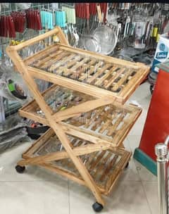 X Model beechwood tea trolley