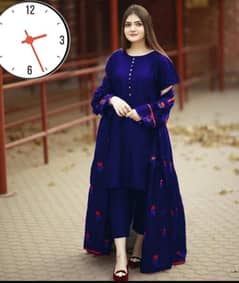 Elegant Women's Stitched Gown Suit - 3 Pcs Embroidered Set In Silk
