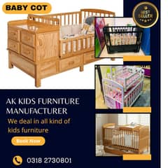 Baby cot | wooden cot | kids bed | crib | coat | swing | size 2 by 4