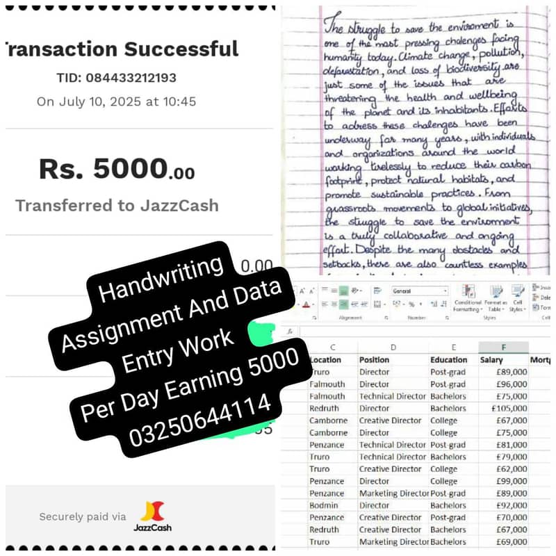 Handwriting Assignment And Data Entry Work 0