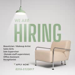 Female staffRequired-Sales staff-office'  assistant jobs