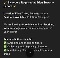 sweapers required
