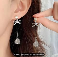 elegant butter bow earrings with sparkling cubic  zirconia