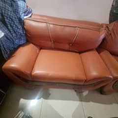 Vintage orange faux lether soda set 2+2+1 seater