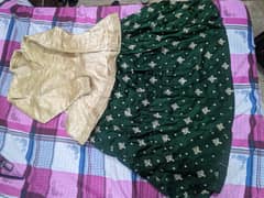Fancy Green Lehenga with Golden Peplum Top
