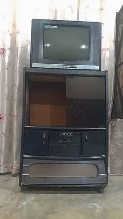 LG Flatron TV with TV trolley for sale