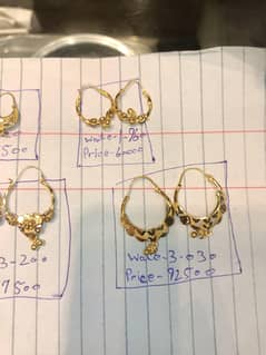 gold earrings 21k gold  WOLE sale prices
