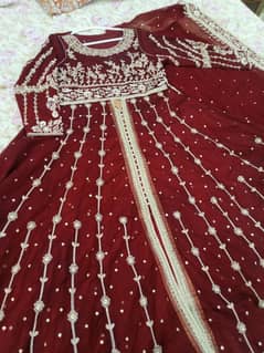 Maroon Bridal maxi with dupatta