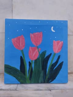 6x6 canvas painting beautiful flowers and seanree