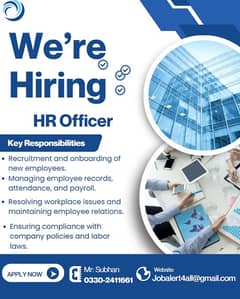 Hr Officer for resturant/Job offer/ Job hiring/ Job alert