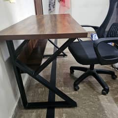 Brown Stylish K shaped Study table + Chair
