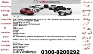 As Low As 1200 KM ALTIS-X 1.6/1.8 & GRANDE-X CVTi 1.8 Call 03008200292