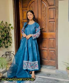 3pcs women stitched katan silk Maxi Suit delivery all over pakistan