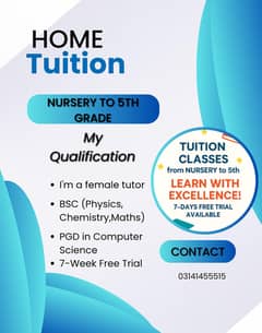 Home Tuition From: Nursery to 5th Grade