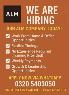 We are Hiring Staff For office management and online marketing