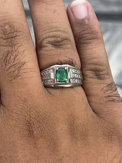 panjshair emerald/zamurd silver ring for men