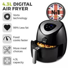 Tower T17021 4.3L Family Air Fryer 1500W – Black (UK Imported)