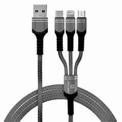 3-in-1 Fast Charging USB Cable – Type-C, Micro, iPhone Compatible