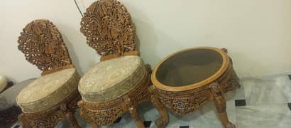 2 chinioti wood chair with table 0301**5145826