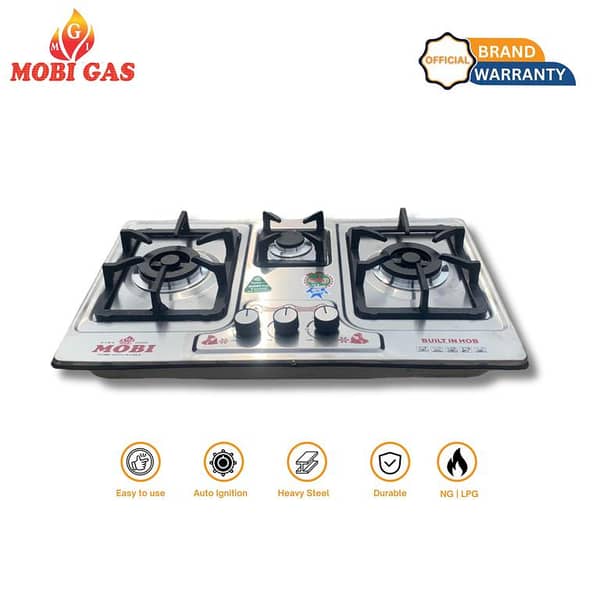 Mobi Gas MM300 Hob Stove – Heavy-Duty Stainless Steel | 3 Burner Stove | Gas Stove | Choolah