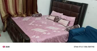 king-size bed with mattress, 3 seater sofa,table,iron stand, 2 almari.