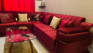 Sofa Set - Mehroon Velvet