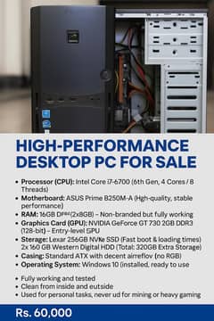  High-Performance Desktop PC for Sale – Intel i7 + SSD + 16GB RAM