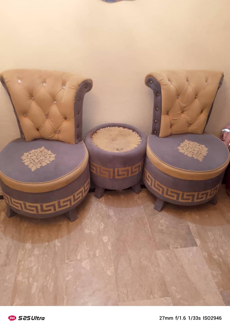 versace style sofa set with small table urgent sale 2