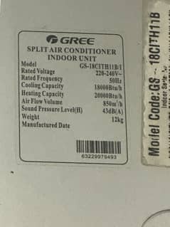 Gree inverter  1.5  gs-18cith11b/i all ok