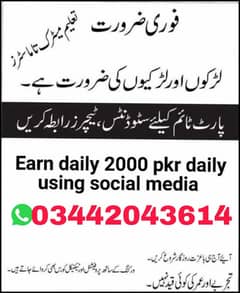 Online work / part time work/ data Entry work/Assignment