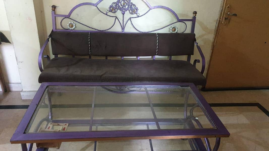 iron made fancy and strong sofa with table 0