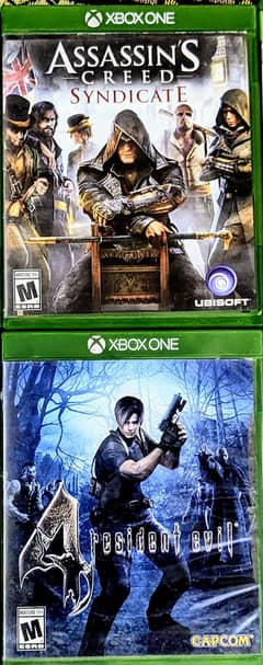 XBOX ONE S GAME CD BUNDLE AC SYNDICATE AND RESIDENT EVIL 4