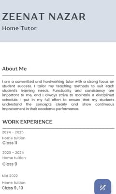 Home tutor for class 1 to 10