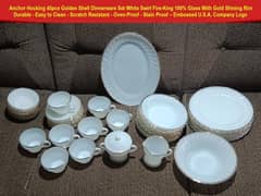 Anchor Hocking 45pce  Golden Shell Dinnerware Gold Rim