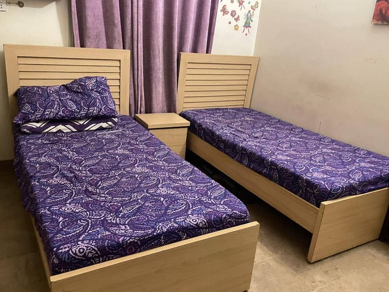 bed set in best condition with bookshelf and wardrobe/cupboard 0