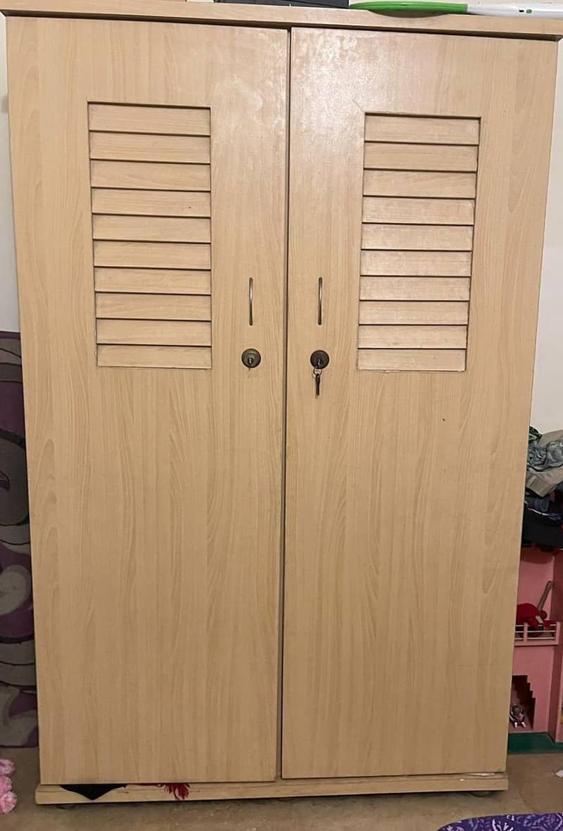 bed set in best condition with bookshelf and wardrobe/cupboard 2