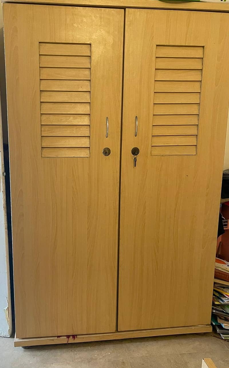 bed set in best condition with bookshelf and wardrobe/cupboard 3