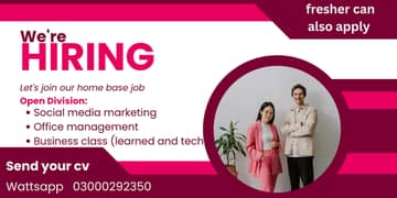 Urgently staff required, limited seats available