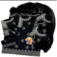 3 pcs woman unstitched  Embroidered Suit priice
