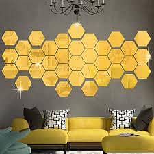 Acrylic mirror shiny hexagon with golden imported sheet