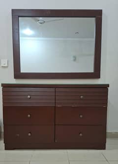 Wooden Brown Chest Drawer with Mirror